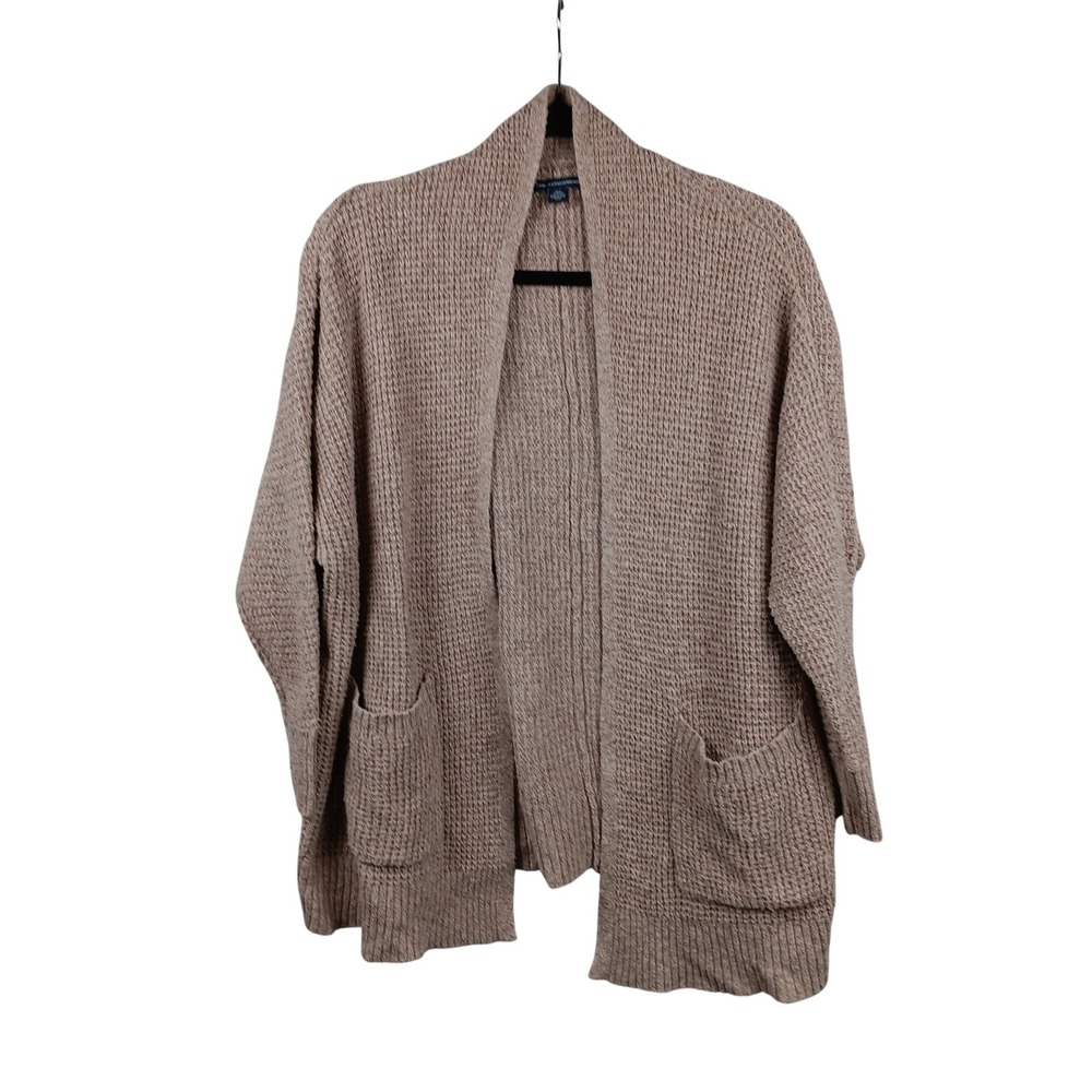 American Eagle Outfitters Womens Open Front Cardigan Tan Waffle Knit XS S